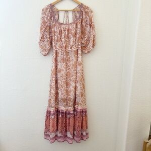 Super Natural by Secret Mission peachy floral mixed print maxi dress‎ Size Large